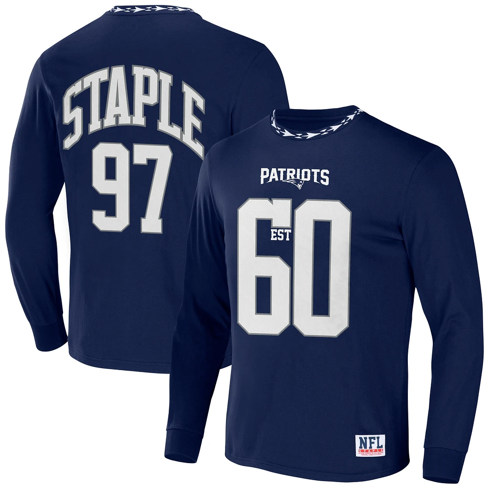 T-shirt à manches longues NFL x Staple pour hommes, bleu marine, New England Patriots Core Team