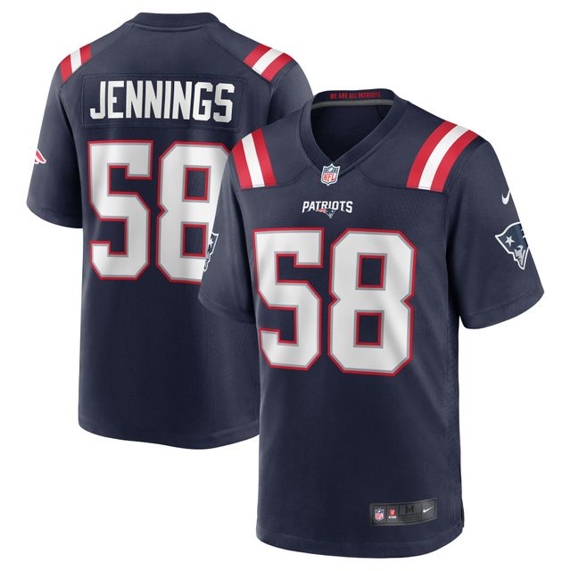 Maillot de match l'équipe Nike Anfernee Jennings pour hommes, bleu marine, New England Patriots