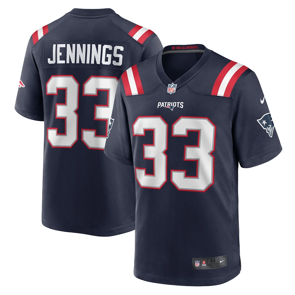 Maillot de match l'équipe Nike Anfernee Jennings pour hommes, bleu marine, New England Patriots