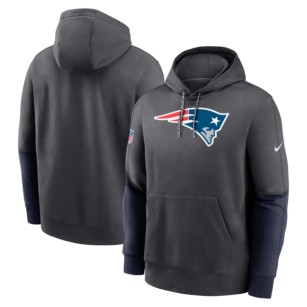 Men's Nike Anthracite New England Patriots 2024 Sideline Club Pullover Hoodie