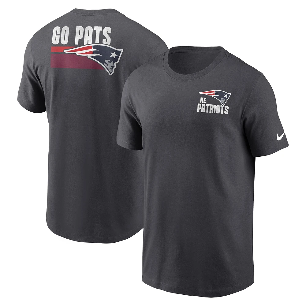 T-shirt essentiel Blitz des Patriots de la Nouvelle-Angleterre Nike anthracite pour homme