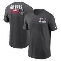 T-shirt essentiel Blitz des Patriots de la Nouvelle-Angleterre Nike anthracite pour homme