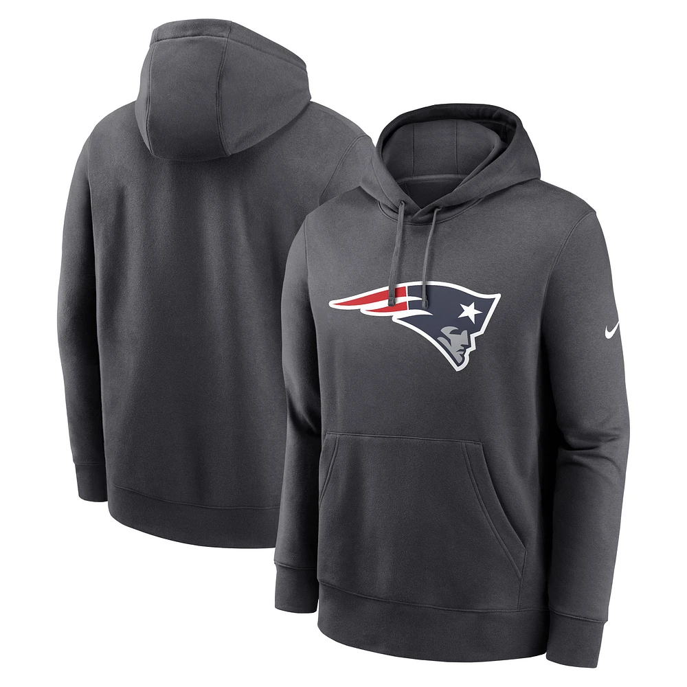 Men's Nike Anthracite New England Patriots Club Logo Pullover Hoodie