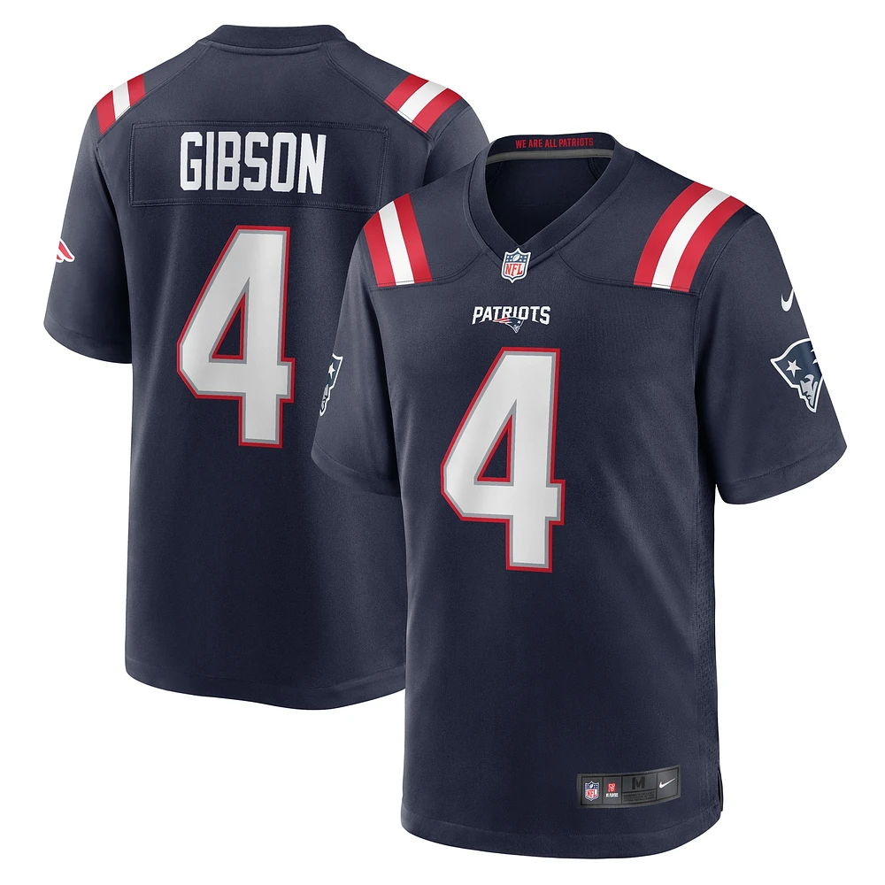 Maillot de match Nike Antonio Gibson bleu marine des New England Patriots pour homme