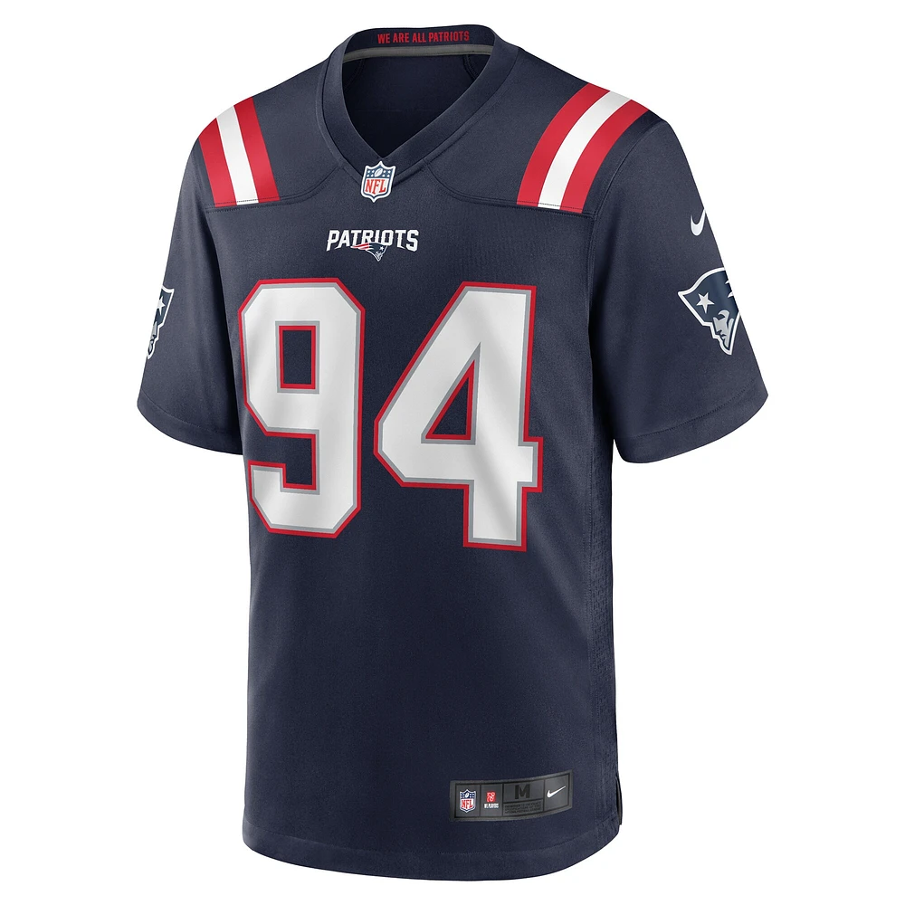 Maillot de match Nike Armon Watts bleu marine pour homme des New England Patriots