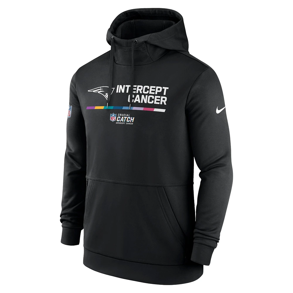 Men's Nike Black New England Patriots 2022 NFL Crucial Catch - Therma Performance Pullover Hoodie