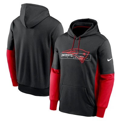 Sweat à capuche Nike New England Patriots Color Block Performance en polaire pour homme, noir