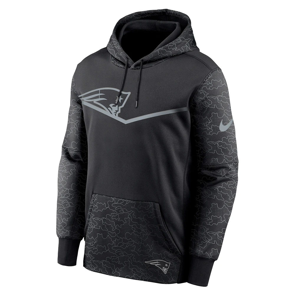 Men's Nike Black New England Patriots RFLCTV Chevron - Performance Pullover Hoodie