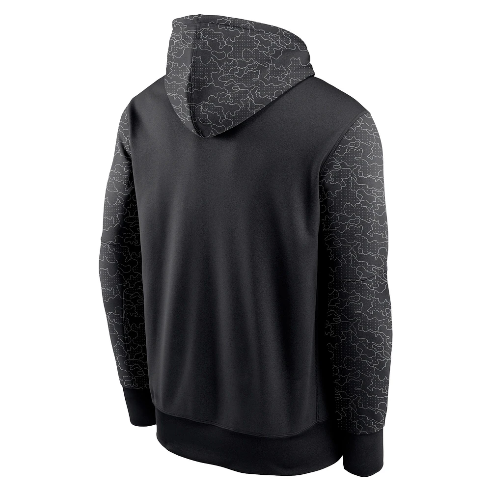 Men's Nike Black New England Patriots RFLCTV Chevron - Performance Pullover Hoodie