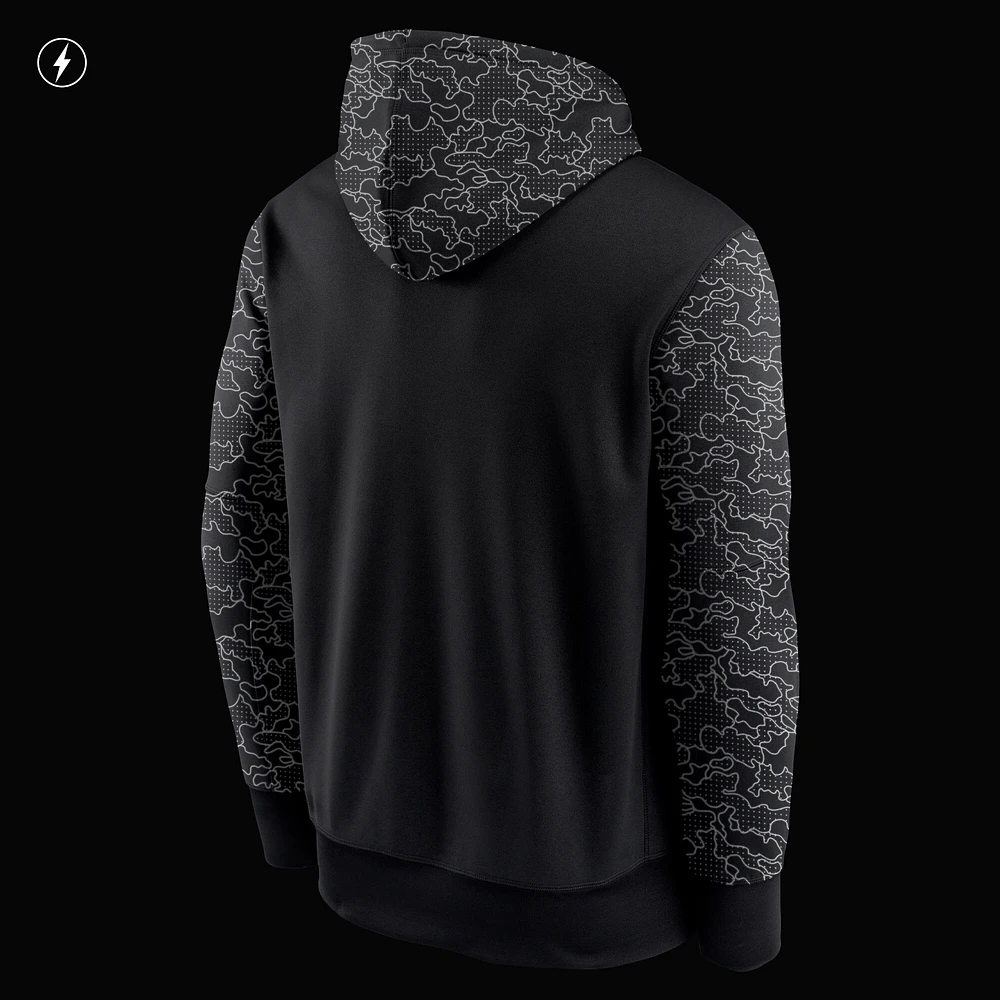 Men's Nike Black New England Patriots RFLCTV Chevron - Performance Pullover Hoodie