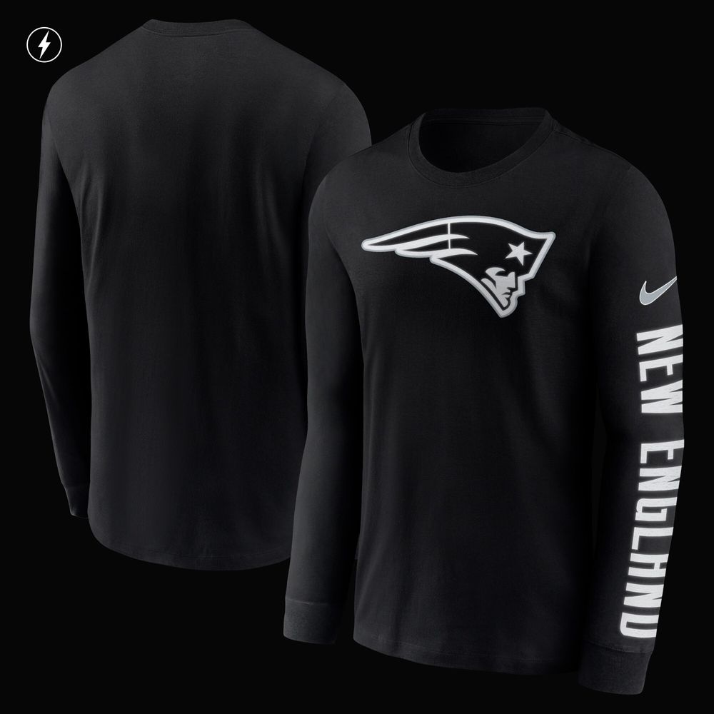 Nike Men's Nike Black New England Patriots RFLCTV - Long Sleeve T