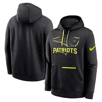 Sweat à capuche Nike New England Patriots Volt Fleece noir pour homme