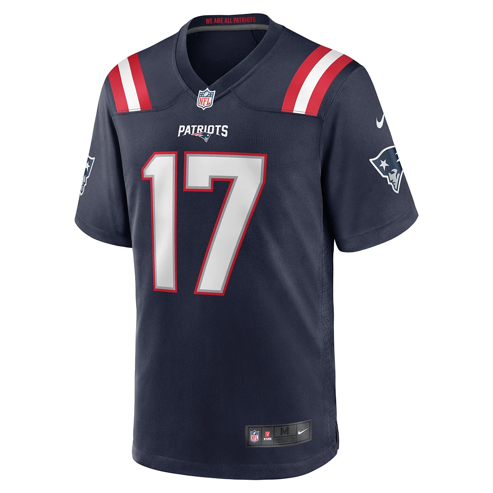 Maillot de match l'équipe Nike Bryce Baringer des New England Patriots pour homme, bleu marine