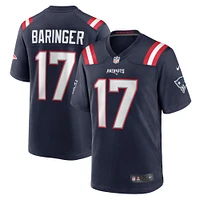 Maillot de match l'équipe Nike Bryce Baringer des New England Patriots pour homme, bleu marine