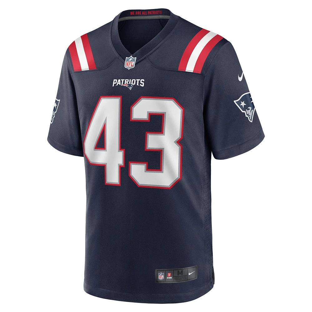 Maillot de joueur à domicile des New England Patriots Nike Calvin Munson pour homme, bleu marine