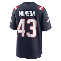 Maillot de joueur à domicile des New England Patriots Nike Calvin Munson pour homme, bleu marine