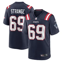 Maillot de match joueur Nike Cole Strange Navy New England Patriots pour hommes