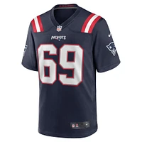 Maillot de match joueur Nike Cole Strange Navy New England Patriots pour hommes