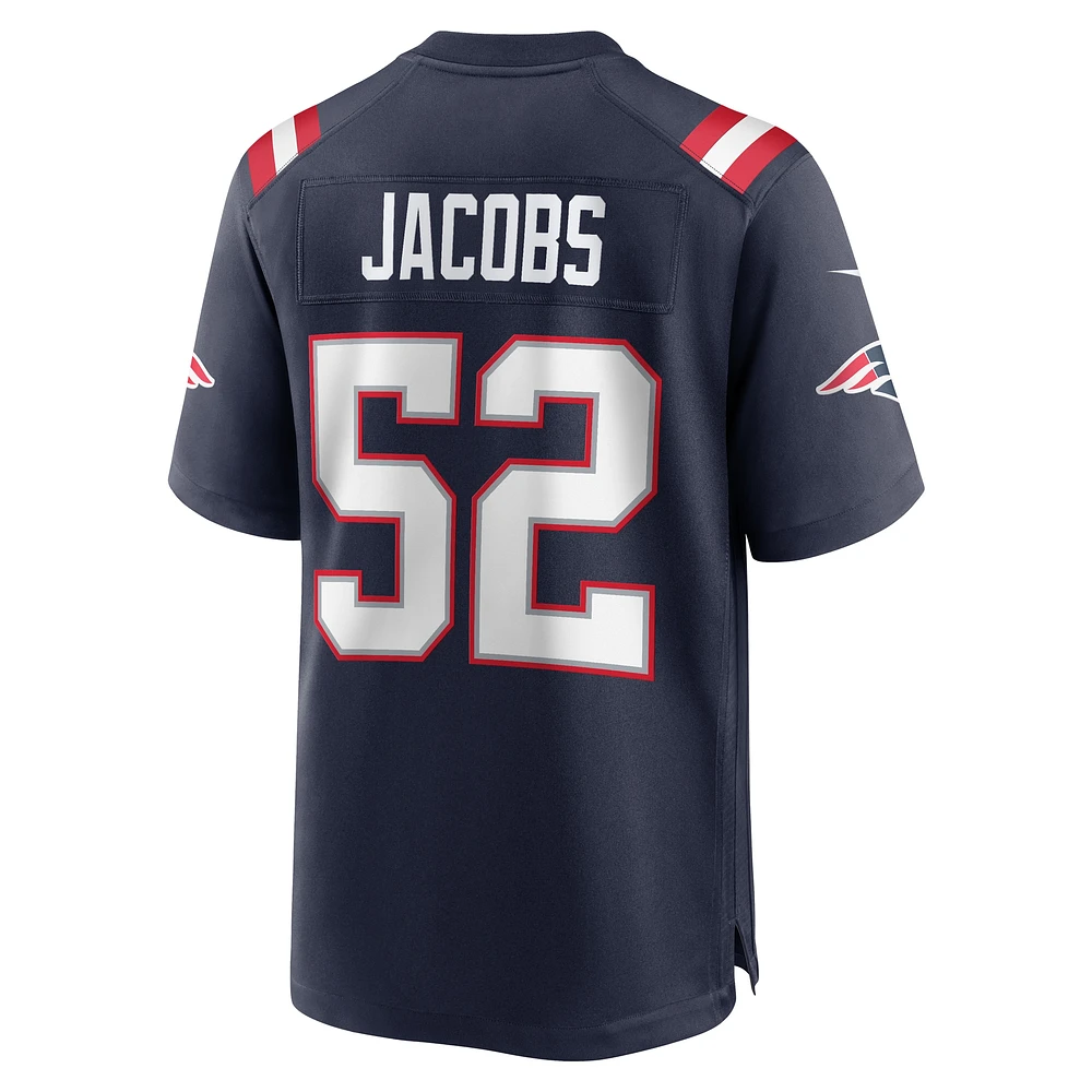 Maillot de match Nike Curtis Jacobs bleu marine pour homme des New England Patriots