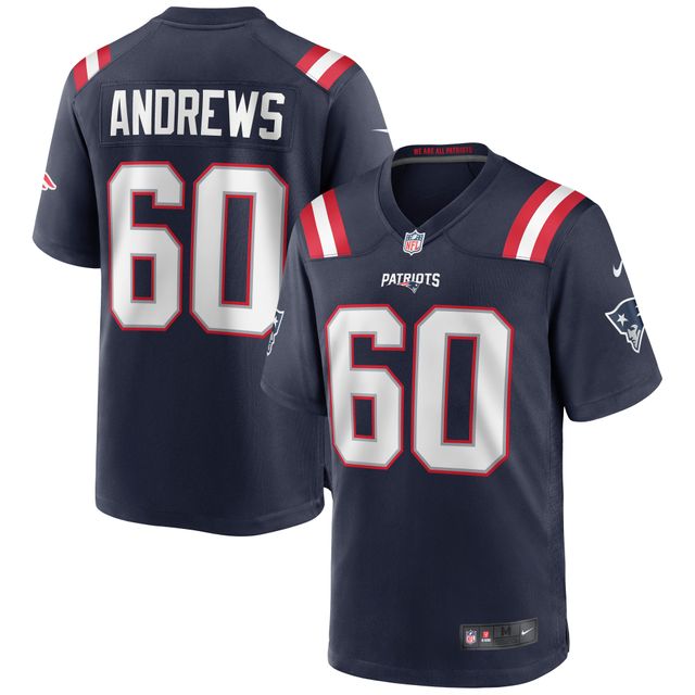 Maillot de match Nike David Andrews pour hommes, bleu marine, New England Patriots