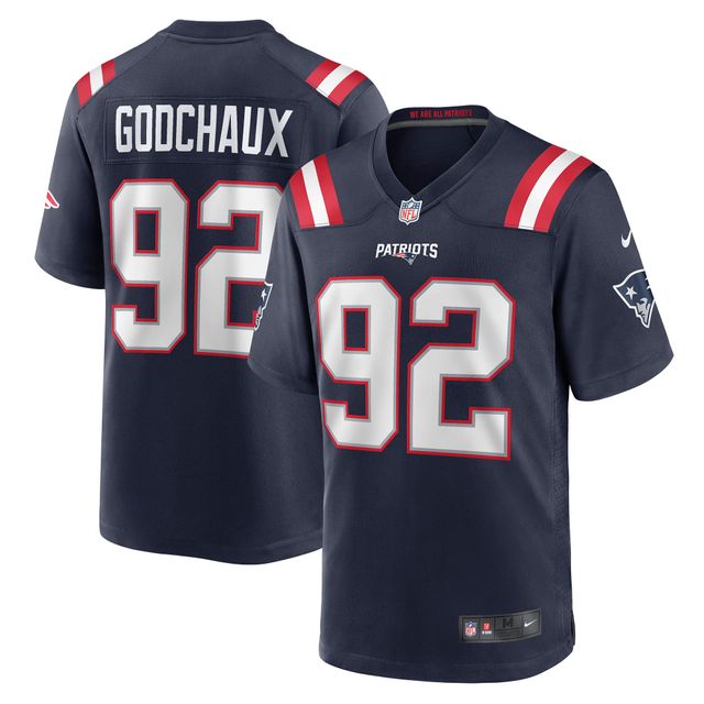 Maillot de match Nike Davon Godchaux pour hommes, bleu marine, New England Patriots