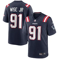 Maillot de match Nike Deatrich Wise Jr. bleu marine pour hommes des New England Patriots