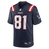 Maillot de match Nike Demario Douglas pour hommes, bleu marine, New England Patriots