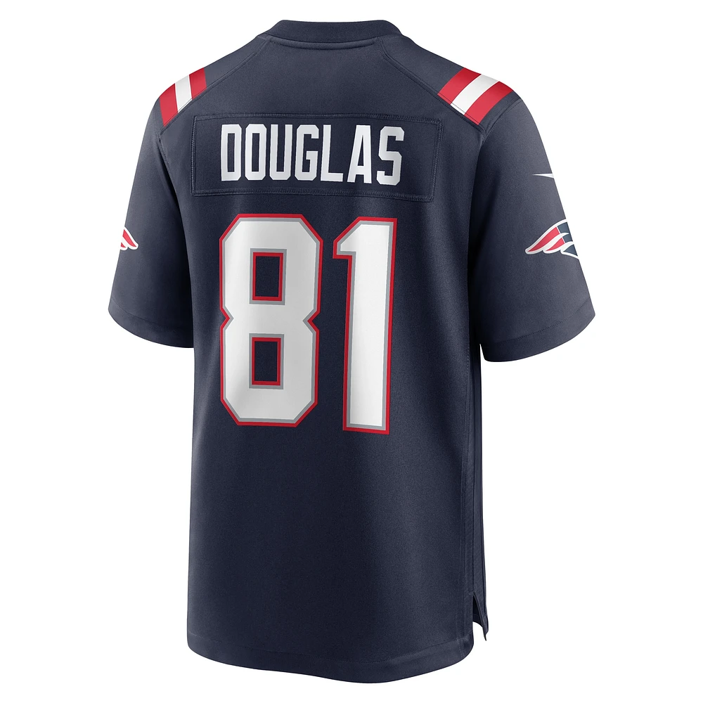 Maillot de match Nike Demario Douglas pour hommes, bleu marine, New England Patriots