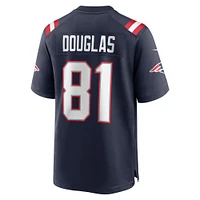 Maillot de match Nike Demario Douglas pour hommes, bleu marine, New England Patriots