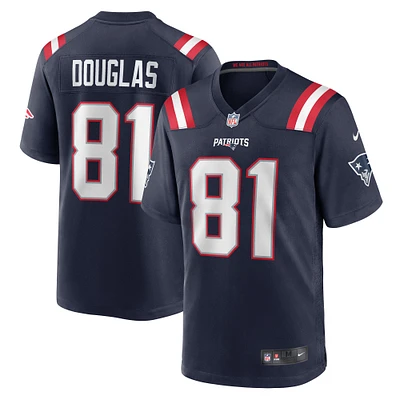 Maillot de match Nike Demario Douglas pour hommes, bleu marine, New England Patriots