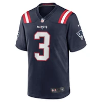 Maillot de match Nike Demario Douglas bleu marine des New England Patriots pour homme