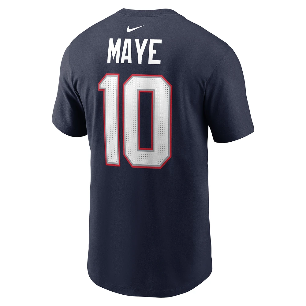 Men's Nike Drake Maye Navy New England Patriots First Round Pick Name & Number T-Shirt