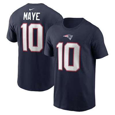 Men's Nike Drake Maye Navy New England Patriots First Round Pick Name & Number T-Shirt