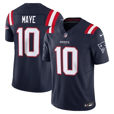 Nike Drake Maye pour homme, bleu marine, New England Patriots Vapor F.U.S.E. Maillot limité