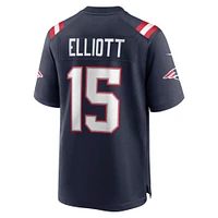 Maillot de joueur des New England Patriots Nike Ezekiel Elliott pour homme, bleu marine