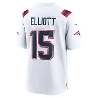 Maillot Nike Ezekiel Elliott pour homme, blanc, joueur de match des New England Patriots