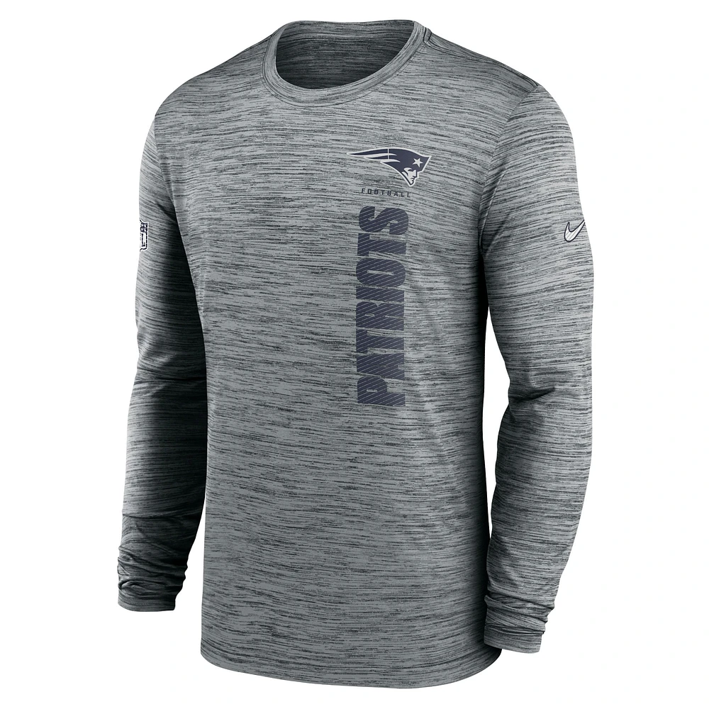 Men's Nike Gray New England Patriots 2024 Sideline Velocity Performance Long Sleeve T-Shirt