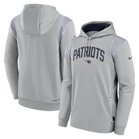 Sweat à capuche Nike gris New England Patriots Sideline Athletic Stack Performance pour hommes