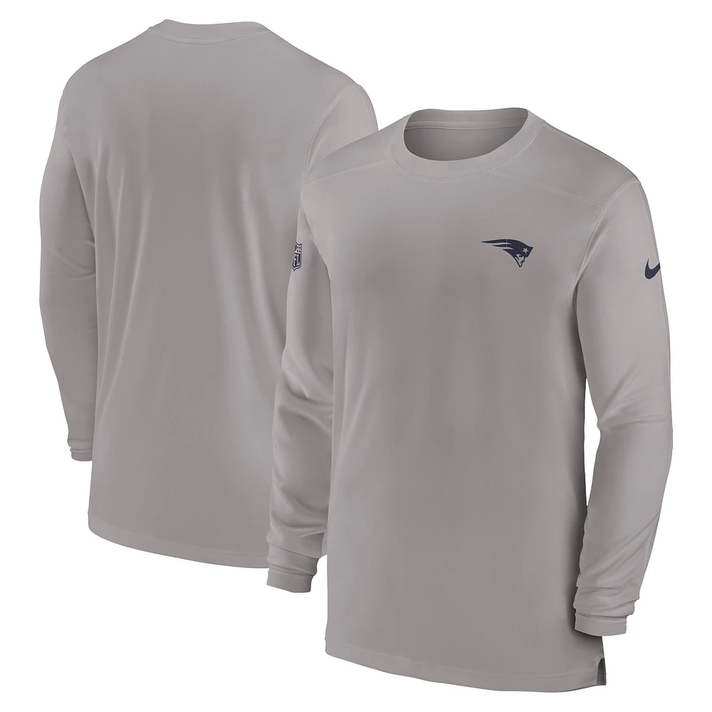 Men's Nike Gray New England Patriots Sideline Coach Performance Long Sleeve T-Shirt