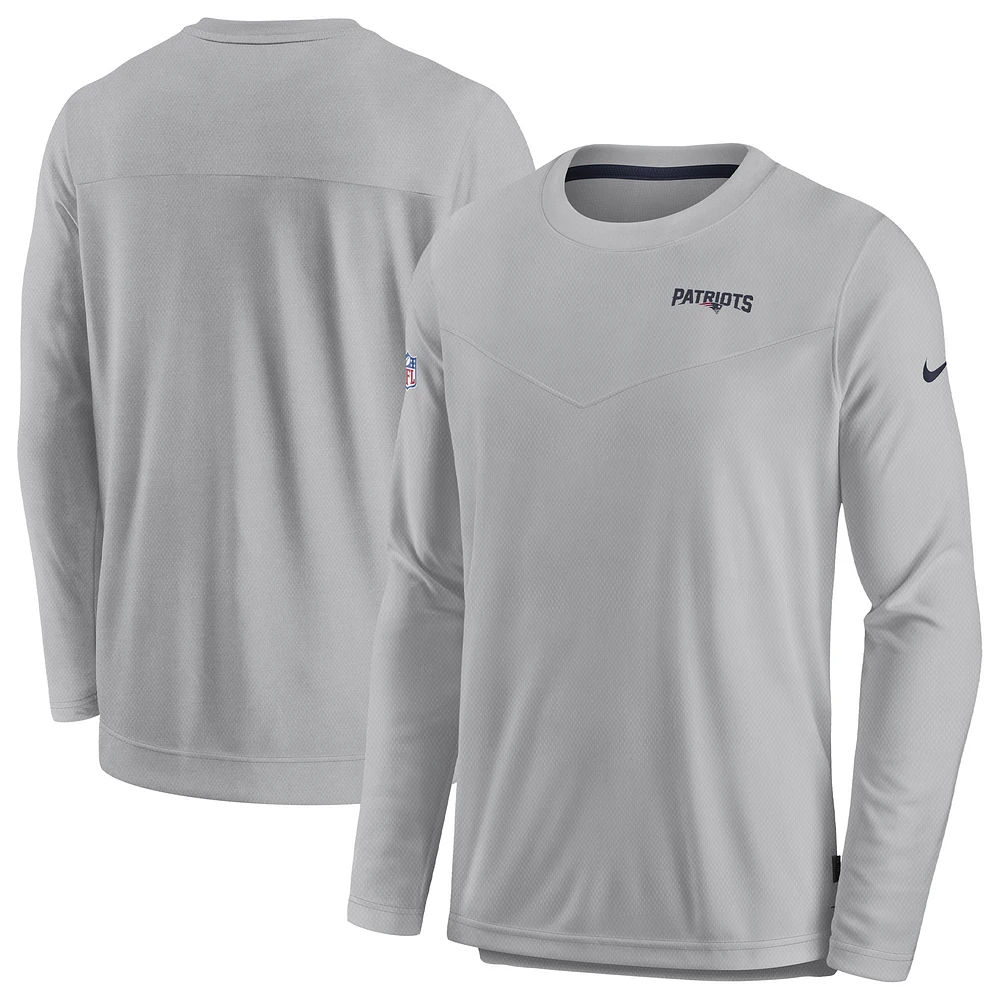 Men's Nike Gray New England Patriots Sideline Lockup Performance Pullover Sweatshirt