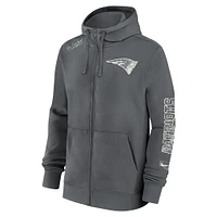 Men's Nike Gray New England Patriots Statement Full-Zip Hoodie