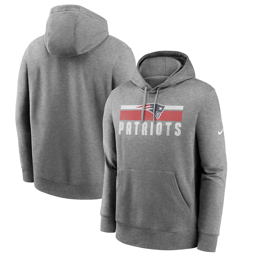 Men's Nike Heather Charcoal New England Patriots Club Fleece Pullover Hoodie