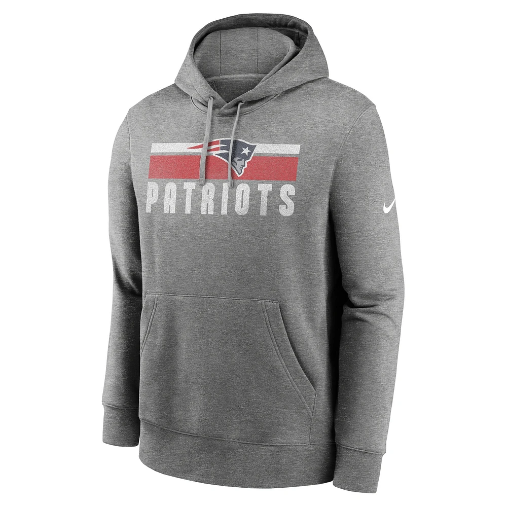 Men's Nike Heather Charcoal New England Patriots Club Fleece Pullover Hoodie