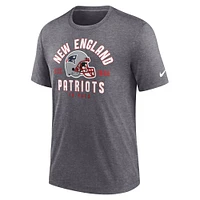 Men's Nike Heather Charcoal New England Patriots Helmet Tri-Blend T-Shirt