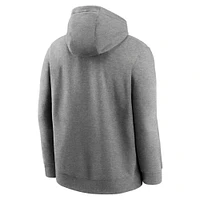 Men's Nike Heather Gray New England Patriots Rewind Club Logo Pullover Hoodie