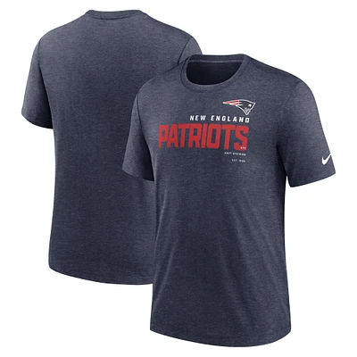 T-shirt à trois mélanges pour homme des New England Patriots Nike bleu marine chiné