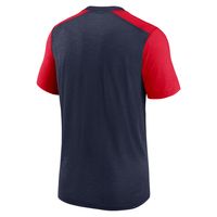 Men's Nike Heathered Navy/Heathered Red New England Patriots Color Block Team Name T-Shirt