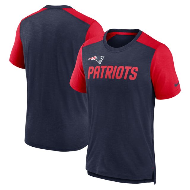 T-shirt avec nom de l'équipe des Patriots la Nouvelle-Angleterre pour homme, bleu marine chiné/rouge chiné, Nike