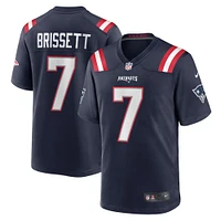 Maillot de match Nike Jacoby Brissett bleu marine pour homme des New England Patriots