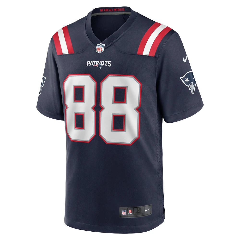 Maillot de match Nike Jaheim Bell bleu marine pour homme des New England Patriots